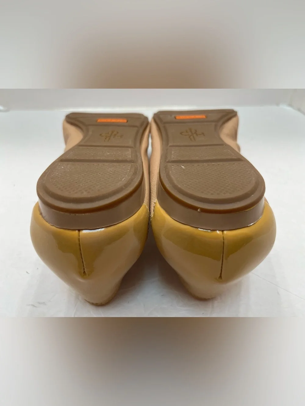 Cole Haan Nike Air Monica Ballet Flats Tan Leather Cap Toe Bow D41662 Women 8.5B
